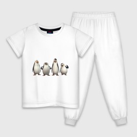 Детская пижама хлопок с принтом Пингвины Мадагаскар в Кировске, 100% хлопок |  брюки и футболка прямого кроя, без карманов, на брюках мягкая резинка на поясе и по низу штанин
 | пингвин