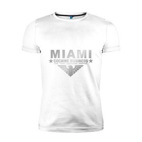 Мужская футболка премиум с принтом Miami - The Tony Montana empire в Кировске, 92% хлопок, 8% лайкра | приталенный силуэт, круглый вырез ворота, длина до линии бедра, короткий рукав | business | cocaine | бизнес | майами
