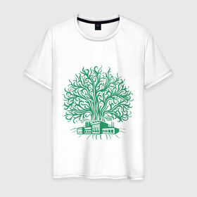 Мужская футболка хлопок с принтом Экология в Кировске, 100% хлопок | прямой крой, круглый вырез горловины, длина до линии бедер, слегка спущенное плечо. | дерево | орнамент | узор