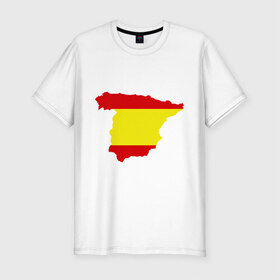 Мужская футболка премиум с принтом Испания (Spain) в Кировске, 92% хлопок, 8% лайкра | приталенный силуэт, круглый вырез ворота, длина до линии бедра, короткий рукав | spain | государство | европа | европейский | испания | карта | мадрид | флаг
