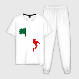 Мужская пижама хлопок с принтом Италия (Italy) в Кировске, 100% хлопок | брюки и футболка прямого кроя, без карманов, на брюках мягкая резинка на поясе и по низу штанин
 | italy | государство | европа | европейский | италия | карта | рим | флаг