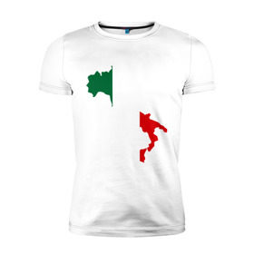 Мужская футболка премиум с принтом Италия (Italy) в Кировске, 92% хлопок, 8% лайкра | приталенный силуэт, круглый вырез ворота, длина до линии бедра, короткий рукав | italy | государство | европа | европейский | италия | карта | рим | флаг