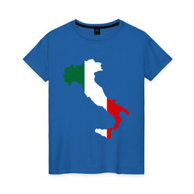 Женская футболка хлопок с принтом Италия (Italy) в Кировске, 100% хлопок | прямой крой, круглый вырез горловины, длина до линии бедер, слегка спущенное плечо | italy | государство | европа | европейский | италия | карта | рим | флаг