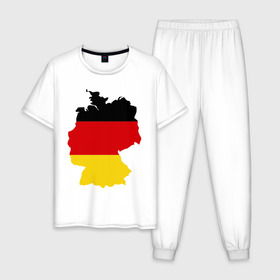 Мужская пижама хлопок с принтом Германия (Germany) в Кировске, 100% хлопок | брюки и футболка прямого кроя, без карманов, на брюках мягкая резинка на поясе и по низу штанин
 | germany | германия | государство | европа | европейский | немцы | флаг