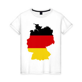 Женская футболка хлопок с принтом Германия (Germany) в Кировске, 100% хлопок | прямой крой, круглый вырез горловины, длина до линии бедер, слегка спущенное плечо | germany | германия | государство | европа | европейский | немцы | флаг