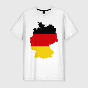 Мужская футболка премиум с принтом Германия (Germany) в Кировске, 92% хлопок, 8% лайкра | приталенный силуэт, круглый вырез ворота, длина до линии бедра, короткий рукав | germany | германия | государство | европа | европейский | немцы | флаг
