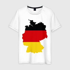 Мужская футболка хлопок с принтом Германия (Germany) в Кировске, 100% хлопок | прямой крой, круглый вырез горловины, длина до линии бедер, слегка спущенное плечо. | Тематика изображения на принте: germany | германия | государство | европа | европейский | немцы | флаг