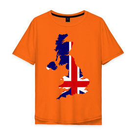 Мужская футболка хлопок Oversize с принтом Великобритания (Great Britain) в Кировске, 100% хлопок | свободный крой, круглый ворот, “спинка” длиннее передней части | great britain | англия | британия | британский | великобритания | королевский | флаг