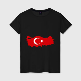 Женская футболка хлопок с принтом Турция (Turkey) в Кировске, 100% хлопок | прямой крой, круглый вырез горловины, длина до линии бедер, слегка спущенное плечо | turkey | символ | страна | турция | флаг