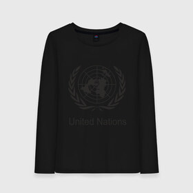 Женский лонгслив хлопок с принтом United Nation в Кировске, 100% хлопок |  | nation | united | люди | мир | народ | нация | объединенная