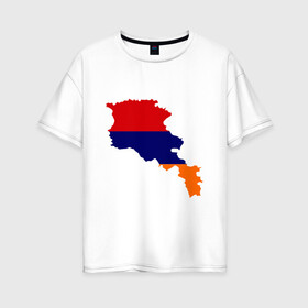 Женская футболка хлопок Oversize с принтом Armenia map в Кировске, 100% хлопок | свободный крой, круглый ворот, спущенный рукав, длина до линии бедер
 | armenia | armenia map | armenia mapкарта армении | map | армения | армения карта | армянин