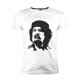 Мужская футболка премиум с принтом Каддафи в Кировске, 92% хлопок, 8% лайкра | приталенный силуэт, круглый вырез ворота, длина до линии бедра, короткий рукав | кадафи | каддафи | ливия | муамар | муаммар