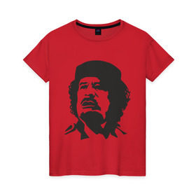 Женская футболка хлопок с принтом Каддафи в Кировске, 100% хлопок | прямой крой, круглый вырез горловины, длина до линии бедер, слегка спущенное плечо | кадафи | каддафи | ливия | муамар | муаммар
