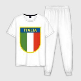 Мужская пижама хлопок с принтом Италия в Кировске, 100% хлопок | брюки и футболка прямого кроя, без карманов, на брюках мягкая резинка на поясе и по низу штанин
 | государство | европа | европейский | италия | флаг