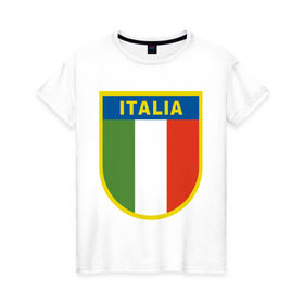 Женская футболка хлопок с принтом Италия в Кировске, 100% хлопок | прямой крой, круглый вырез горловины, длина до линии бедер, слегка спущенное плечо | государство | европа | европейский | италия | флаг