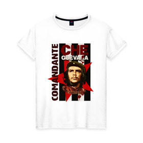 Женская футболка хлопок с принтом Che Guevara (4) в Кировске, 100% хлопок | прямой крой, круглый вырез горловины, длина до линии бедер, слегка спущенное плечо | че гевара
