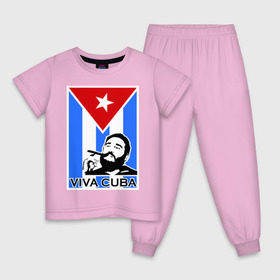 Детская пижама хлопок с принтом Viva, Cuba! в Кировске, 100% хлопок |  брюки и футболка прямого кроя, без карманов, на брюках мягкая резинка на поясе и по низу штанин
 | Тематика изображения на принте: cuba | viva | вива | кастро | куба | кубы | фидель | флаг