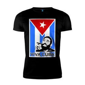Мужская футболка премиум с принтом Viva, Cuba! в Кировске, 92% хлопок, 8% лайкра | приталенный силуэт, круглый вырез ворота, длина до линии бедра, короткий рукав | cuba | viva | вива | кастро | куба | кубы | фидель | флаг