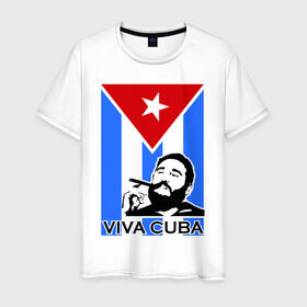 Мужская футболка хлопок с принтом Viva, Cuba! в Кировске, 100% хлопок | прямой крой, круглый вырез горловины, длина до линии бедер, слегка спущенное плечо. | cuba | viva | вива | кастро | куба | кубы | фидель | флаг