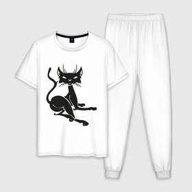 Мужская пижама хлопок с принтом Кошечка (6) в Кировске, 100% хлопок | брюки и футболка прямого кроя, без карманов, на брюках мягкая резинка на поясе и по низу штанин
 | cats | кошечка | кошка