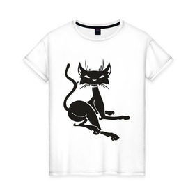 Женская футболка хлопок с принтом Кошечка (6) в Кировске, 100% хлопок | прямой крой, круглый вырез горловины, длина до линии бедер, слегка спущенное плечо | cats | кошечка | кошка