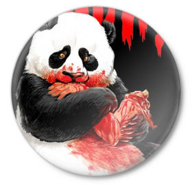 Значок с принтом Панда (3) в Кировске,  металл | круглая форма, металлическая застежка в виде булавки | панда