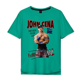 Мужская футболка хлопок Oversize с принтом John Cena Extreme Rules в Кировске, 100% хлопок | свободный крой, круглый ворот, “спинка” длиннее передней части | wwe | бои без правил | джон сина