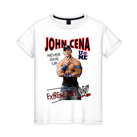 Женская футболка хлопок с принтом John Cena Extreme Rules в Кировске, 100% хлопок | прямой крой, круглый вырез горловины, длина до линии бедер, слегка спущенное плечо | Тематика изображения на принте: wwe | бои без правил | джон сина