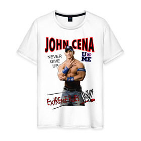 Мужская футболка хлопок с принтом John Cena Extreme Rules в Кировске, 100% хлопок | прямой крой, круглый вырез горловины, длина до линии бедер, слегка спущенное плечо. | wwe | бои без правил | джон сина