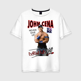 Женская футболка хлопок Oversize с принтом John Cena Extreme Rules в Кировске, 100% хлопок | свободный крой, круглый ворот, спущенный рукав, длина до линии бедер
 | wwe | бои без правил | джон сина