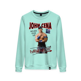 Женский свитшот хлопок с принтом John Cena Extreme Rules в Кировске, 100% хлопок | прямой крой, круглый вырез, на манжетах и по низу широкая трикотажная резинка  | wwe | бои без правил | джон сина