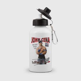 Бутылка спортивная с принтом John Cena Extreme Rules в Кировске, металл | емкость — 500 мл, в комплекте две пластиковые крышки и карабин для крепления | Тематика изображения на принте: джон сина