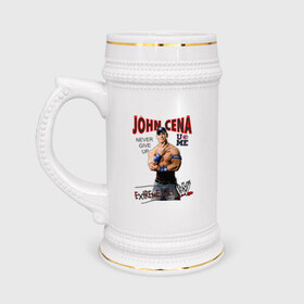 Кружка пивная с принтом John Cena Extreme Rules в Кировске,  керамика (Материал выдерживает высокую температуру, стоит избегать резкого перепада температур) |  объем 630 мл | Тематика изображения на принте: джон сина