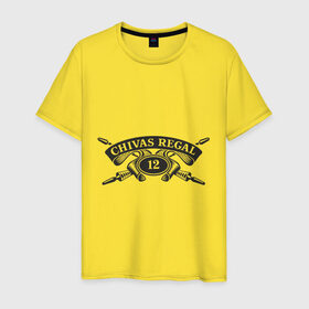 Мужская футболка хлопок с принтом Chivas Regal 12 в Кировске, 100% хлопок | прямой крой, круглый вырез горловины, длина до линии бедер, слегка спущенное плечо. | chivas regal | whisky | виски | логотип | чивас ригал