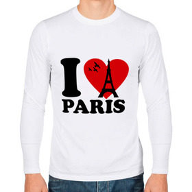 Мужской лонгслив хлопок с принтом Я люблю Париж в Кировске, 100% хлопок |  | Тематика изображения на принте: paris | париж | франция france | эйфелева башня | я люблю