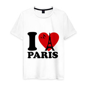 Мужская футболка хлопок с принтом Я люблю Париж в Кировске, 100% хлопок | прямой крой, круглый вырез горловины, длина до линии бедер, слегка спущенное плечо. | paris | париж | франция france | эйфелева башня | я люблю