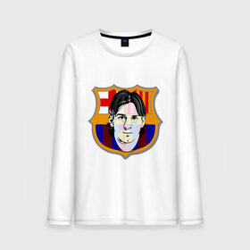 Мужской лонгслив хлопок с принтом Messi-Barcelona в Кировске, 100% хлопок |  | 