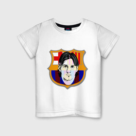 Детская футболка хлопок с принтом Messi-Barcelona в Кировске, 100% хлопок | круглый вырез горловины, полуприлегающий силуэт, длина до линии бедер | Тематика изображения на принте: 