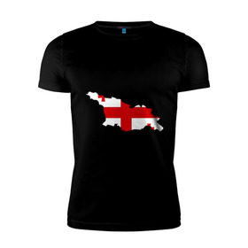 Мужская футболка премиум с принтом Грузия (Georgia) в Кировске, 92% хлопок, 8% лайкра | приталенный силуэт, круглый вырез ворота, длина до линии бедра, короткий рукав | georgia | грузия | карта грузии | флаг грузии