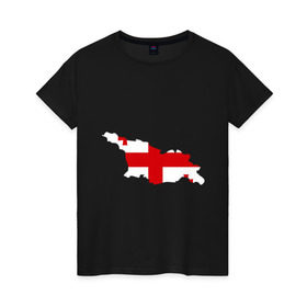 Женская футболка хлопок с принтом Грузия (Georgia) в Кировске, 100% хлопок | прямой крой, круглый вырез горловины, длина до линии бедер, слегка спущенное плечо | georgia | грузия | карта грузии | флаг грузии