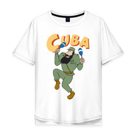 Мужская футболка хлопок Oversize с принтом Cuba - Fidel Castro в Кировске, 100% хлопок | свободный крой, круглый ворот, “спинка” длиннее передней части | castro | cuba | fidel | кастро | куба | лидер | фидель