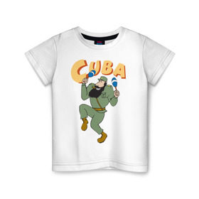 Детская футболка хлопок с принтом Cuba - Fidel Castro в Кировске, 100% хлопок | круглый вырез горловины, полуприлегающий силуэт, длина до линии бедер | castro | cuba | fidel | кастро | куба | лидер | фидель