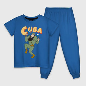Детская пижама хлопок с принтом Cuba - Fidel Castro в Кировске, 100% хлопок |  брюки и футболка прямого кроя, без карманов, на брюках мягкая резинка на поясе и по низу штанин
 | Тематика изображения на принте: castro | cuba | fidel | кастро | куба | лидер | фидель
