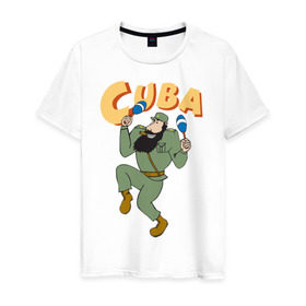 Мужская футболка хлопок с принтом Cuba - Fidel Castro в Кировске, 100% хлопок | прямой крой, круглый вырез горловины, длина до линии бедер, слегка спущенное плечо. | castro | cuba | fidel | кастро | куба | лидер | фидель