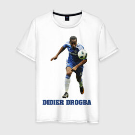 Мужская футболка хлопок с принтом Didier Drogba - Chelsea в Кировске, 100% хлопок | прямой крой, круглый вырез горловины, длина до линии бедер, слегка спущенное плечо. | 