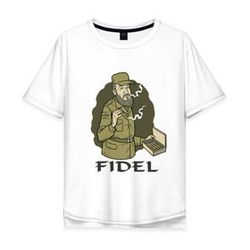Мужская футболка хлопок Oversize с принтом Fidel Castro - Фидель Кастро в Кировске, 100% хлопок | свободный крой, круглый ворот, “спинка” длиннее передней части | castro | cuba | fidel | кастро | куба | лидер | фидель