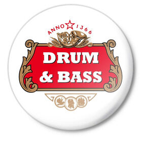 Значок с принтом Dram&Bass в Кировске,  металл | круглая форма, металлическая застежка в виде булавки | Тематика изображения на принте: dnb | drum | басс | драм