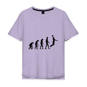 Мужская футболка хлопок Oversize с принтом Баскетбольная эволюция в Кировске, 100% хлопок | свободный крой, круглый ворот, “спинка” длиннее передней части | баскетбол | баскетболист | дарвин | человек | эволюция