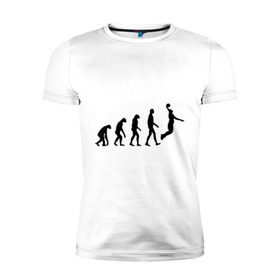 Мужская футболка премиум с принтом Баскетбольная эволюция в Кировске, 92% хлопок, 8% лайкра | приталенный силуэт, круглый вырез ворота, длина до линии бедра, короткий рукав | баскетбол | баскетболист | дарвин | человек | эволюция