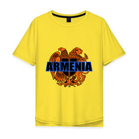 Мужская футболка хлопок Oversize с принтом Армения в Кировске, 100% хлопок | свободный крой, круглый ворот, “спинка” длиннее передней части | armenia | армянин | герб армении